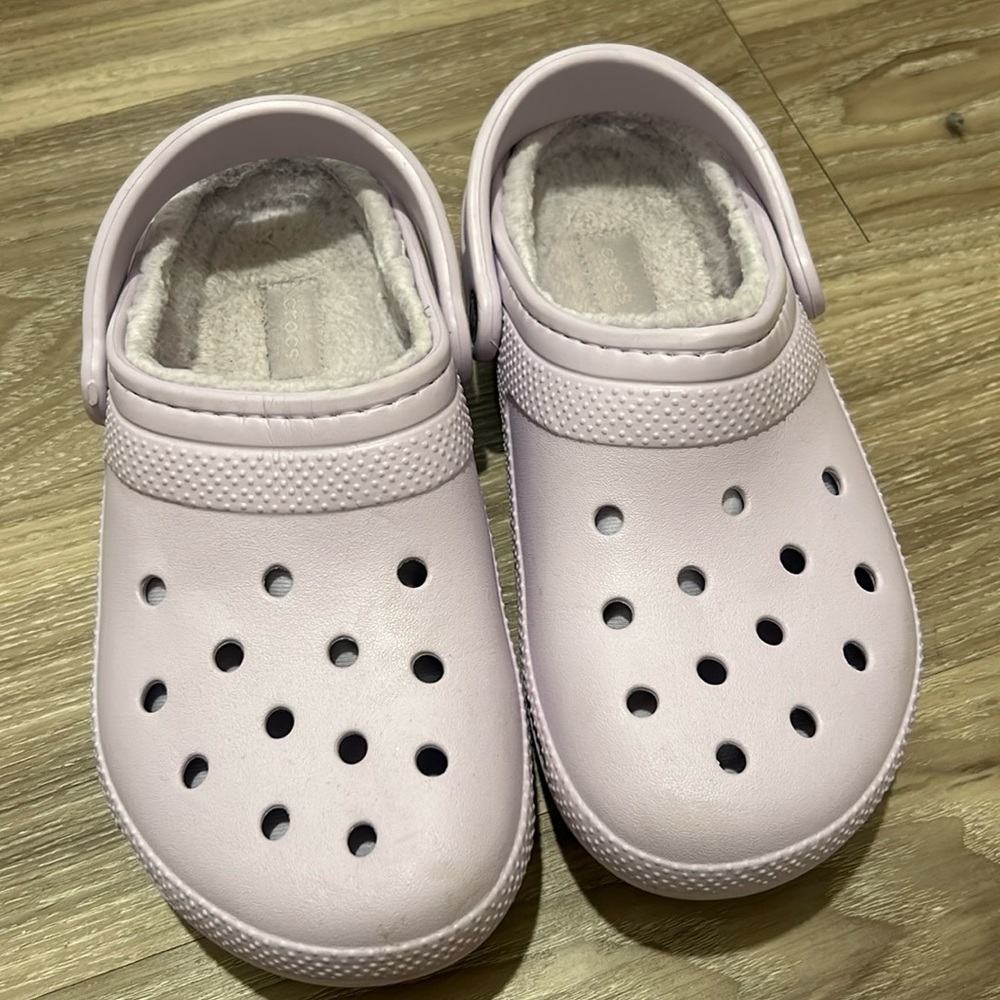 Purple Fuzzy Crocs